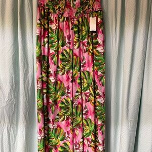 Caribbean Joe Pink Wide-Leg Tropical Print Palazzo Pants